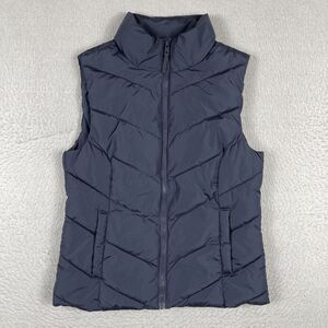 Cole Haan Jacket Womens XS‎ Dark Gray Chevron Puffer Vest Down Feather Coat